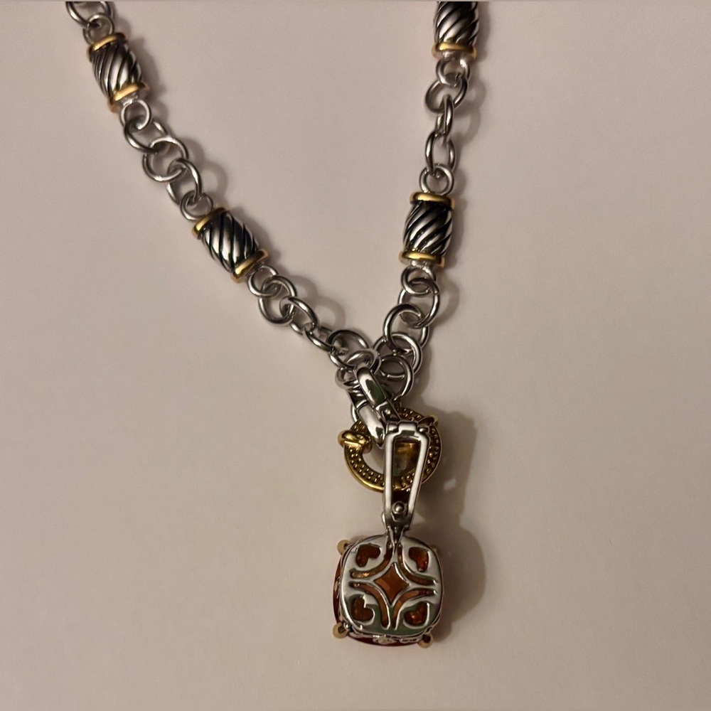 Park Lane Orange Topaz CZ Pendant and Chain Like New - Picture 4 of 5